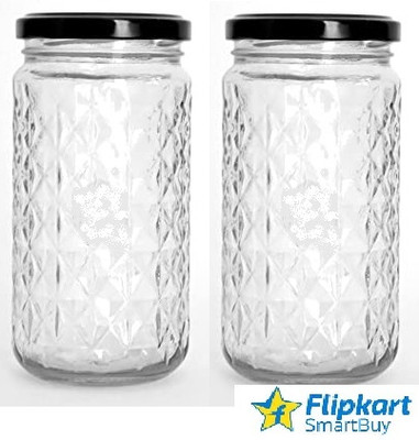 Flipkart SmartBuy Glass Grocery Container  - 400 ml(Pack of 2, Black)
