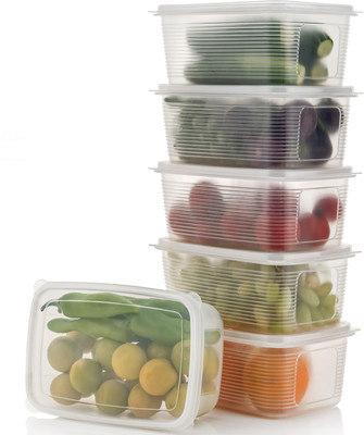 CONQUER Plastic Fridge Container  - 1850 ml(Pack of 6, Clear)