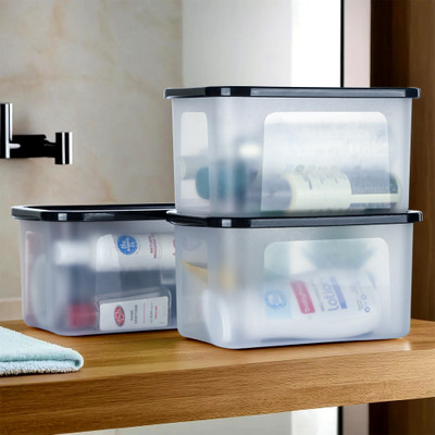 KUBER INDUSTRIES Plastic Utility Container  - 4 L(Pack of 3, Black)