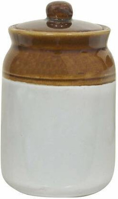 Sahebji Ceramic Pickle Jar  - 1000 ml(White)