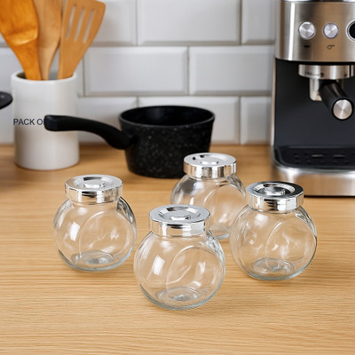 b7 Creations Glass Pickle Jar  - 200 ml(Pack of 4, Transparent)