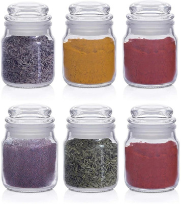 BILAL ANSARI Glass Tea Coffee & Sugar Container  - 100 ml(Pack of 6, Clear)