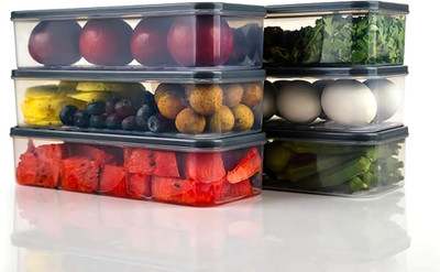 Sanwariya Unikart Plastic Fridge Container  - 1200 ml(Pack of 6, Multicolor)