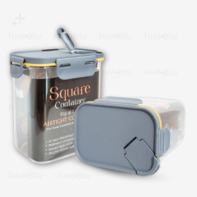 JustBlu Plastic Grocery Container  - 1100 ml(Pack of 2, Grey)