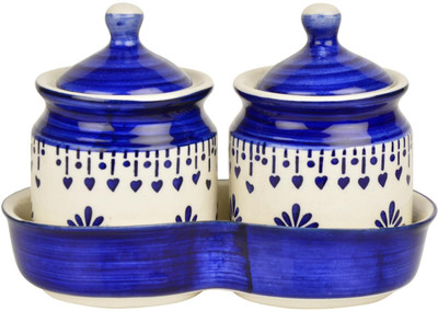 Sample Ceramic Utility Container  - 250 ml(Pack of 2, Blue, White)