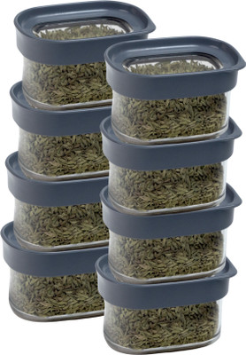 Stacpro Polypropylene, Plastic Grocery Container  - 180 ml(Pack of 8, Grey)