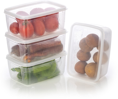 Metrolife Plastic Grocery Container  - 1850 ml(Pack of 4, Clear)
