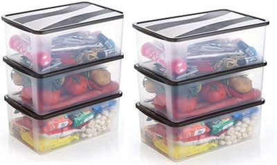 UNDERZZONE Plastic Grocery Container  - 2000 ml(Pack of 6, Clear)