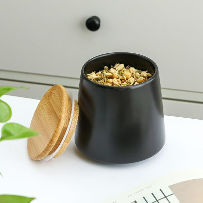 Usha Shriram Ceramic Tea Coffee & Sugar Container  - 700 ml(Black)