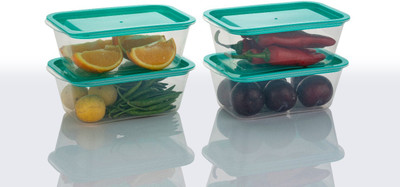 QUPSY Plastic Grocery Container  - 1100 ml(Pack of 4, Green)