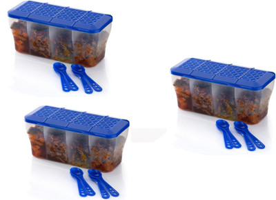 ADMONITION Plastic Grocery Container  - 1800 ml(Pack of 3, Blue, Clear)