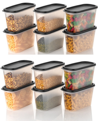 ATMAN Plastic Grocery Container  - 1200 ml(Pack of 12, Black)