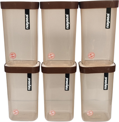 NAYASA Plastic Grocery Container  - 1.5 L(Pack of 2, Brown)