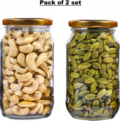 PANEL'S Glass Tea Coffee & Sugar Container  - 450 ml(Pack of 2, Clear)