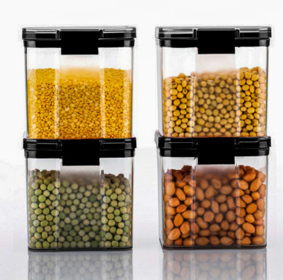 GRCOXZ Plastic Grocery Container  - 700 ml(Pack of 4, Black)