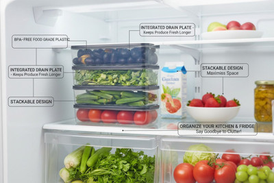 ROYAL MB Plastic Fridge Container  - 1000 ml(Pack of 4, Transparent)