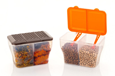 Raghuandan Plastic Utility Container  - 2000 ml(Pack of 2, Brown, Orange)