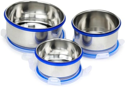 Vassel Stainless Steel Grocery Container  - 550 ml, 350 ml, 150 ml(Pack of 3, Blue)
