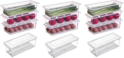 FINNIFTY Plastic Fridge Container  - 1500 ml(Pack of 12, Clear)