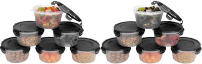 Flipkart SmartBuy Plastic Grocery Container  - 750 ml(Pack of 12, Black)