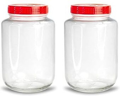 TINSUHG Glass Grocery Container  - 3000 ml(Pack of 2, Clear)
