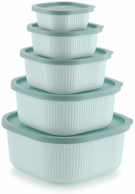 MOOZICO Plastic Grocery Container  - 3050 ml, 1900 ml, 1100 ml, 590 ml, 290 ml(Pack of 5, Green)