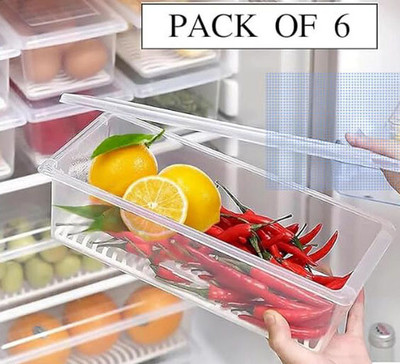 ROMARA Plastic Fridge Container  - 1500 ml(Pack of 6, White)