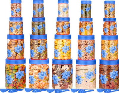Flipkart SmartBuy Plastic Grocery Container  - 1200 ml, 650 ml, 350 ml, 250 ml(Pack of 20, Light Blue)