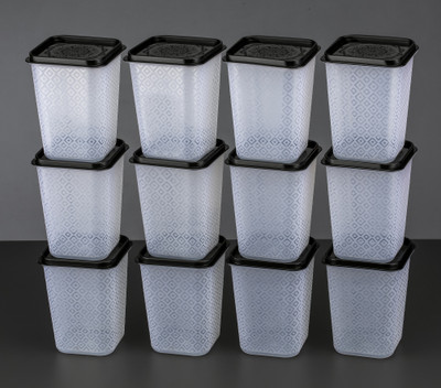 Ecodex Plastic Grocery Container  - 1100 ml(Pack of 12, Black)