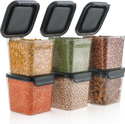 Auspicia Plastic Grocery Container  - 700 ml(Pack of 6, Black)