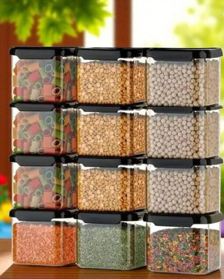 FPBOI Plastic Grocery Container  - 500 ml(Pack of 12, Black)