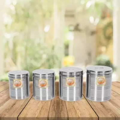 Liolis Steel Grocery Container  - 4000 ml, 3000 ml, 2000 ml, 1000 ml(Pack of 4, Silver)