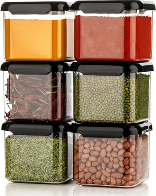 Treovia Plastic Grocery Container  - 500 ml(Pack of 6, Black)