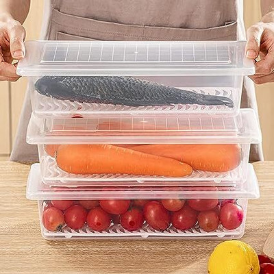 YIXTY Plastic Fridge Container  - 1500 ml(Pack of 3, Clear)