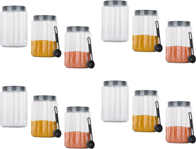 KUBER INDUSTRIES Plastic Grocery Container  - 1500 ml(Pack of 12, Grey)