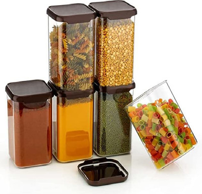 SKYLIFE Plastic Grocery Container  - 1500 ml(Pack of 6, Brown)