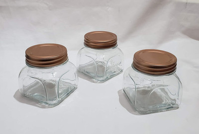 Pure Source India Glass Cookie Jar  - 250 ml(Pack of 3, Clear)