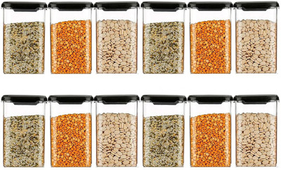 SIMRON Plastic Grocery Container  - 1100 ml(Pack of 12, Clear)