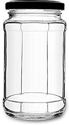 JIGSHTIAL Glass Pickle Jar - 400 ml(Black, Clear)