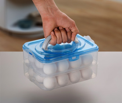 premium mart Plastic Egg Container  - 2 dozen(Blue)