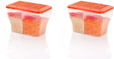 COLOSSAL Plastic Fridge Container  - 2000 ml(Pack of 2, Orange)