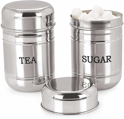 KDZONE Steel Tea Coffee & Sugar Container  - 700 ml(Pack of 2, Silver)
