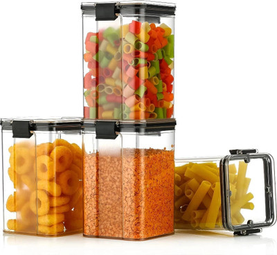 SKYLIO Plastic Utility Container  - 1100 ml(Pack of 4, Clear, Black)