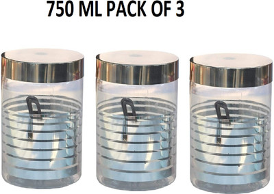 Eos Plastic Grocery Container  - 750 ml(Pack of 3, Silver)