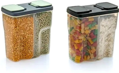 MEGA Plastic Grocery Container  - 2500 ml(Pack of 2, Black)