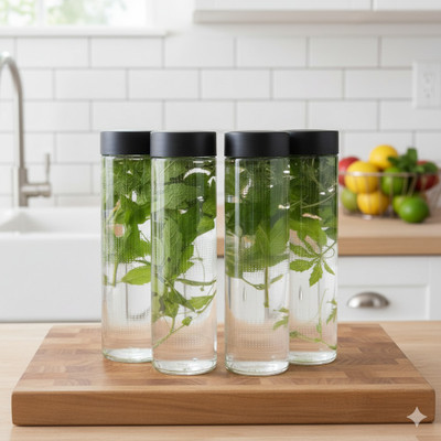 Shreeji krupa Glass Fridge Container  - 750 ml(Pack of 6, Clear)