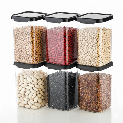 CENTUREUM Plastic Grocery Container  - 1100 ml(Pack of 6, Black) Offers & Cashback