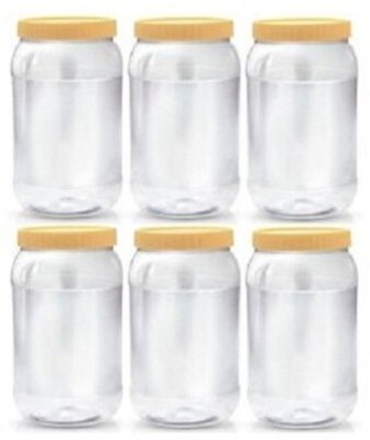 shree parshva Plastic Tea Coffee & Sugar Container  - 1 L(Pack of 6, Yellow)