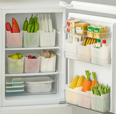 Zubix Plastic Fridge Container  - 1200 ml(Pack of 8, Clear)