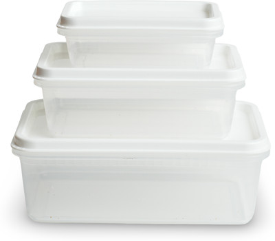 Unica Plastic Utility Container  - 200 ml, 425 ml, 840 ml(Pack of 3, White)